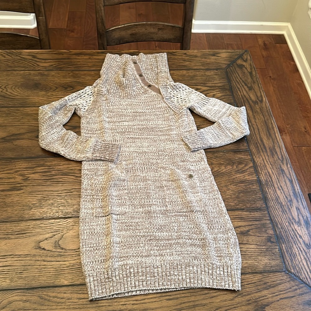 Prana Beige Marled Knit Sweater Dress